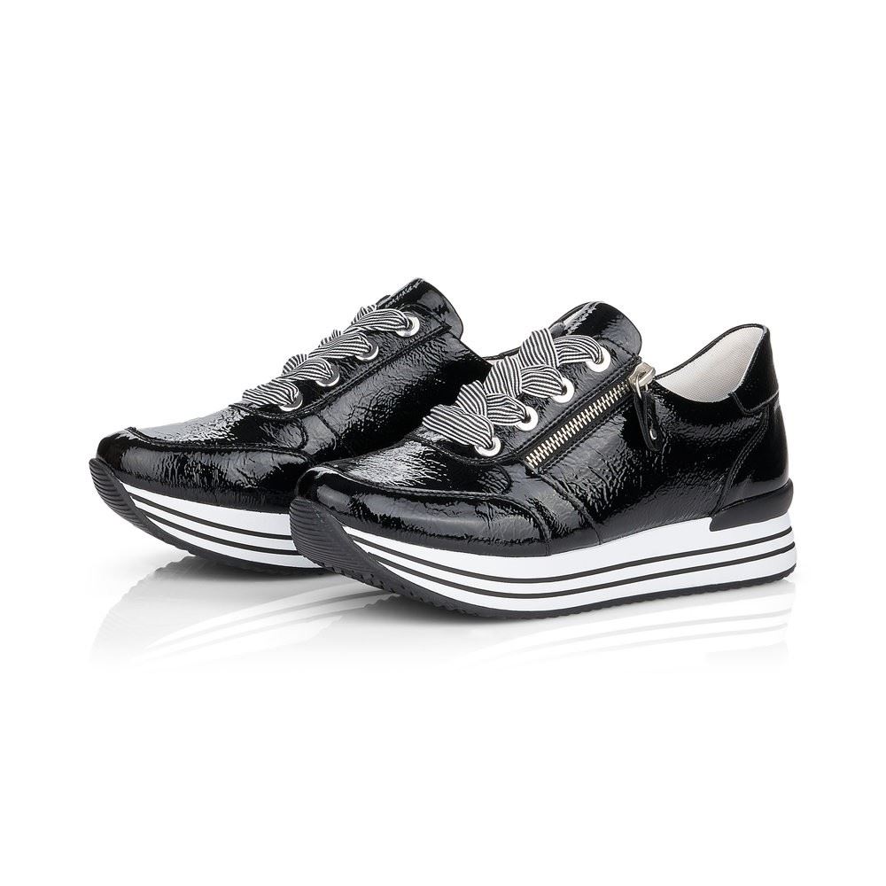Remonte Sneaker Leder Reißverschluss schwarz softfoam D1302-02 42 | nero/black | G