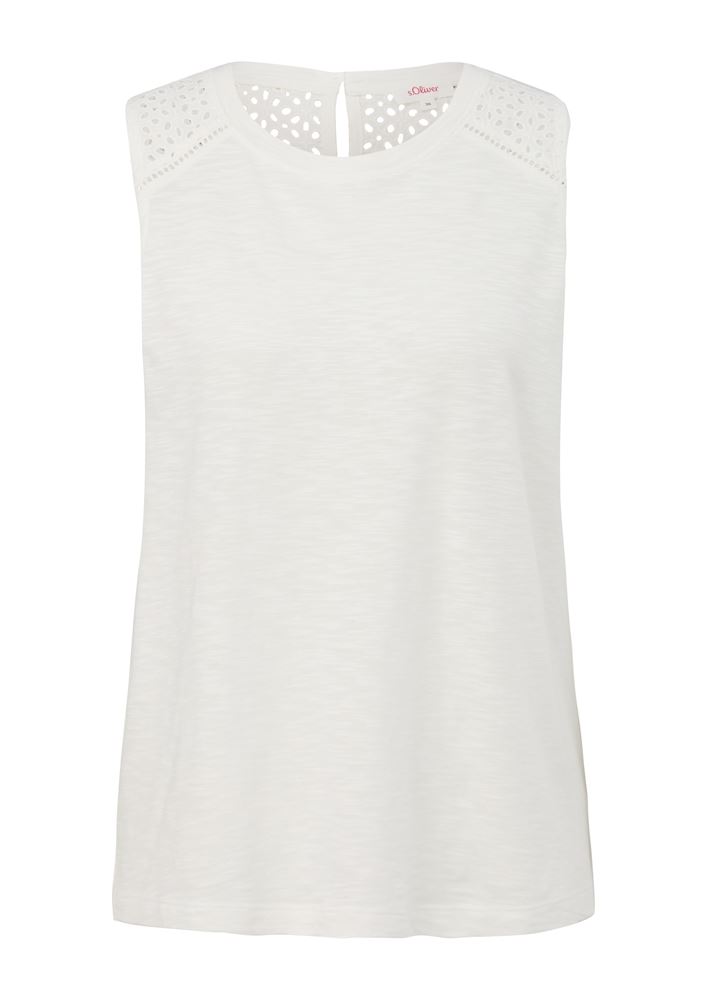 s.Oliver Top mit Lochstickerei weiß, orange, grün, schwarz S13  2129260 