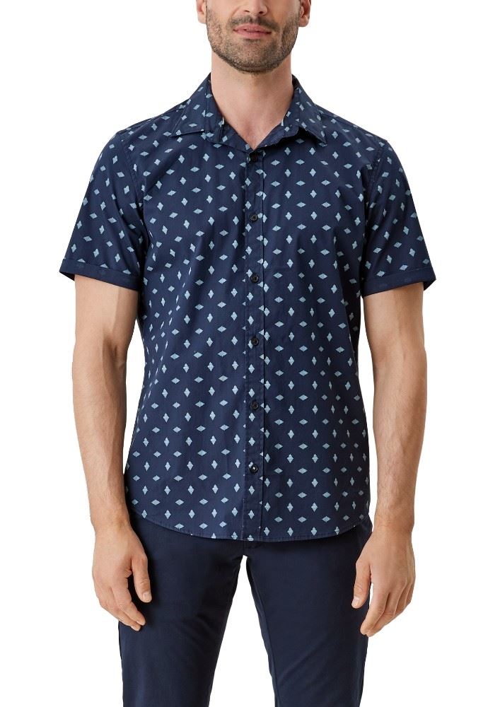 s.Oliver Hemd Kurzarm Slim Fit mit Allover-Print 2113979 