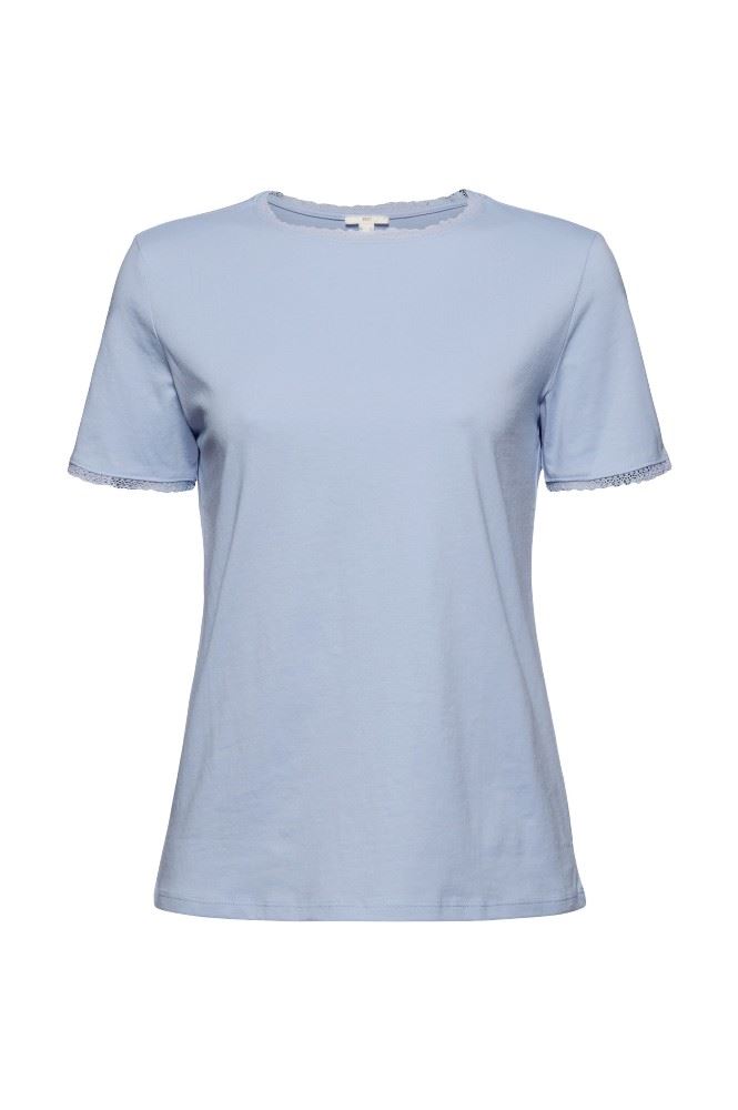 EDC T - Shirt mit Spitze 031CC1K308 M | C445 LIGHT BLUE | 