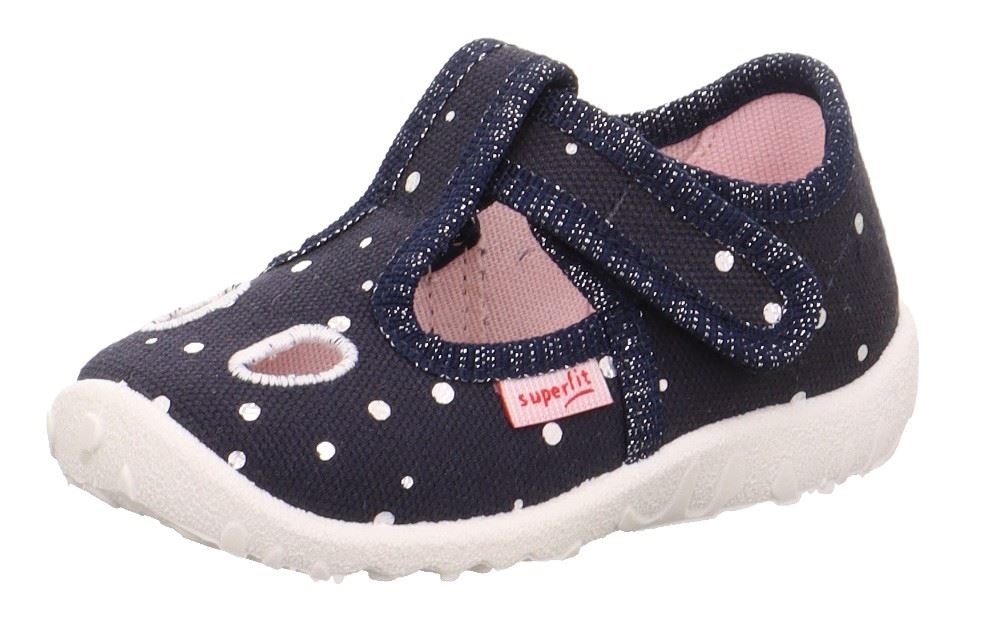 superfit SPOTTY - Dunkelblau/Silber Hausschuh mit Klettverschluss Punkte S13 1-009248-8020 26 | dunkelblau | 