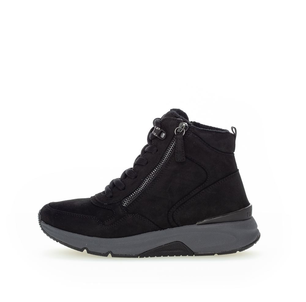 Gabor rollingsoft Schnürstiefelette Schnürschuh Rauleder OPTIFIT-Wechselfußbett  schwarz S22 96.888.47 5,5 | schwarz (Flausc | 