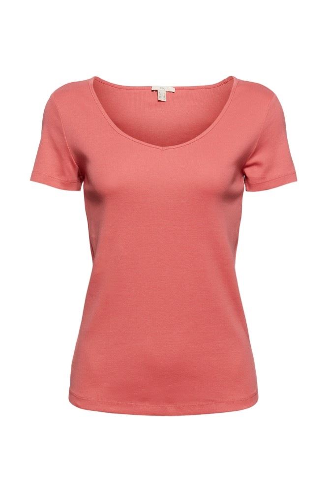 EDC Basic T- Shirt V-Neck 041CC1K305 XS | C645 CORAL | 