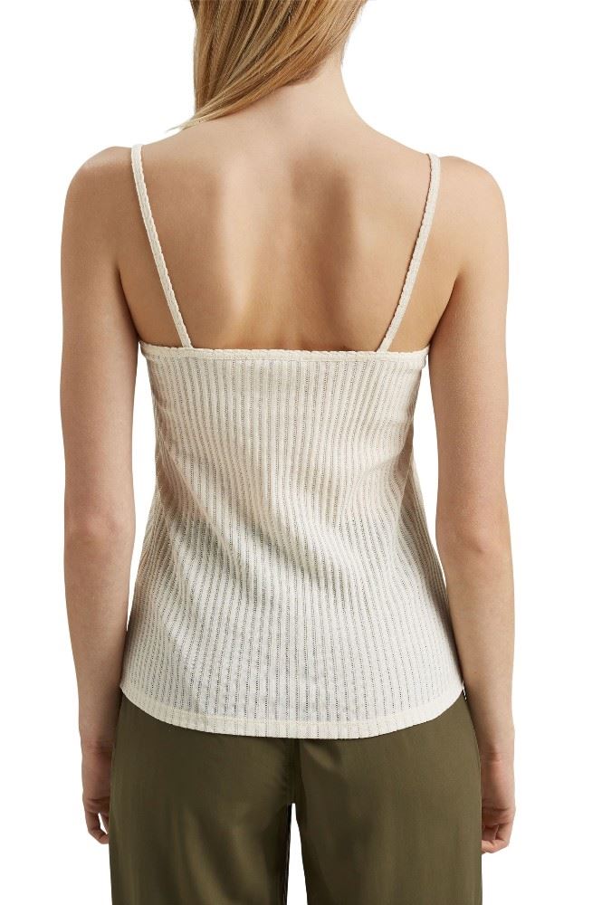 edc Trägertop Pointelle Muster weiß rot 041CC1K314 L | C114 OFF WHITE | 