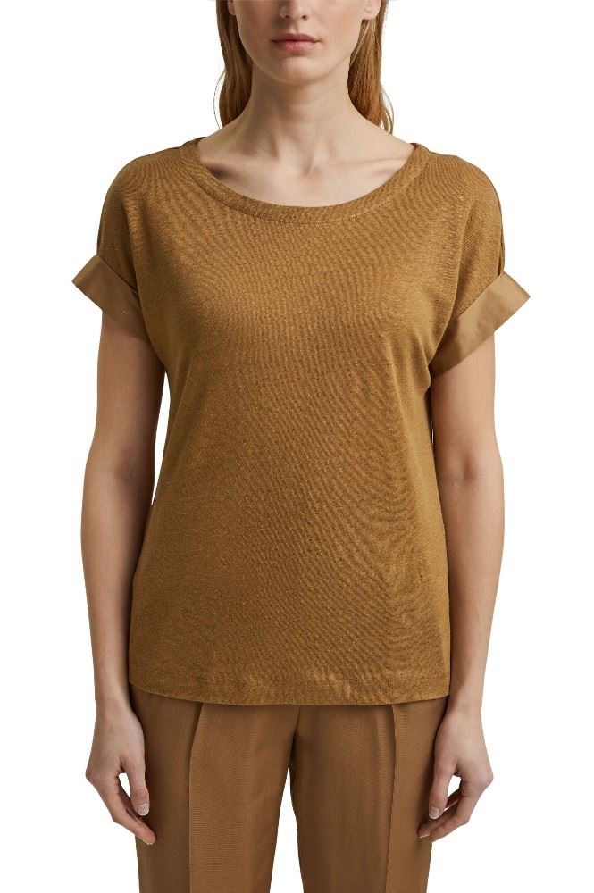 ESPRIT Collection Leinen T- Shirt 041EO1K311 S | E255 BARK | 