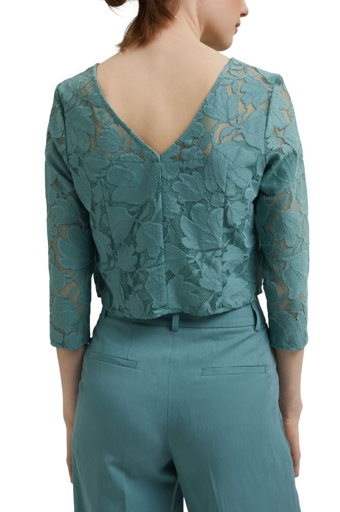 ESPRIT COLLECTION Bluse aus floraler Spitze blau 041EO1F329 40 | E460 DARK TURQU | 
