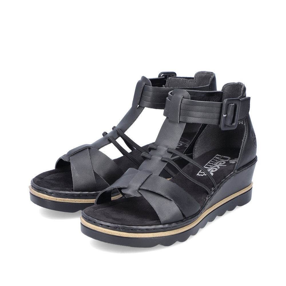 Rieker Damen Keilsandaletten asphaltschwarz S13 67480-01 