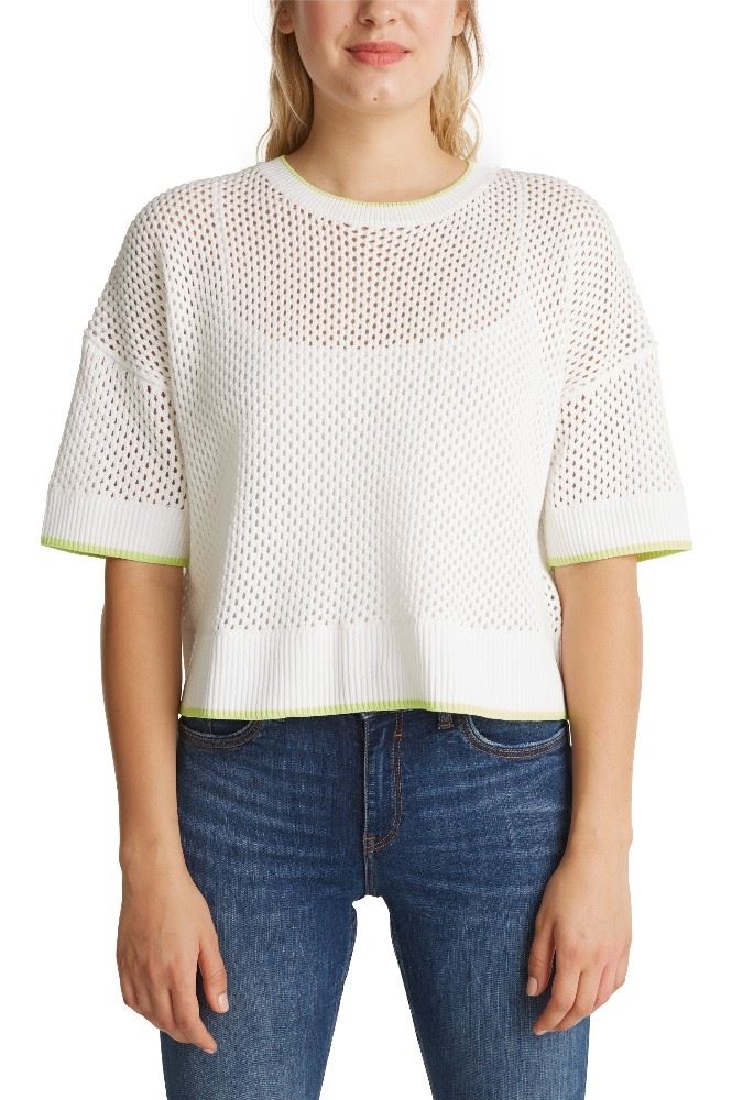 EDC Pullover Lochmuster weiß 040CC1I301 L | C110 OFF WHITE | 