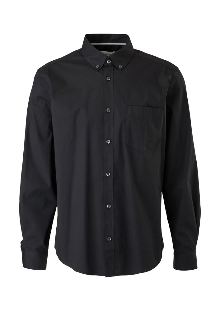 s.Oliver Hemd aus Baumwollstretch grau S22  2125760 M | 9999 GREY/BLACK | 