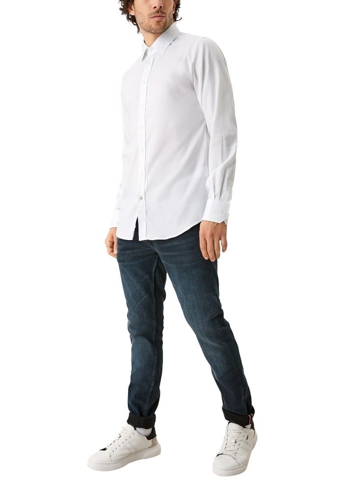 s.Oliver Hemd Langarm Slim Fit Kentkragen Manschetten weiß S21 2107821 