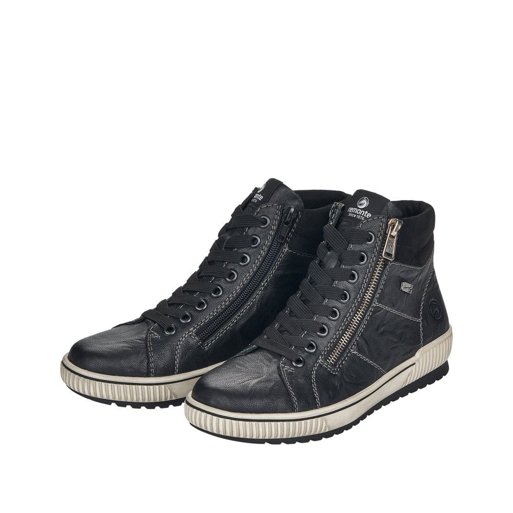 Remonte Damen Schnürschuh Sneaker High Leder TEX- Membran schwarz S22  D0772-01 38 | schwarz/schwarz | G