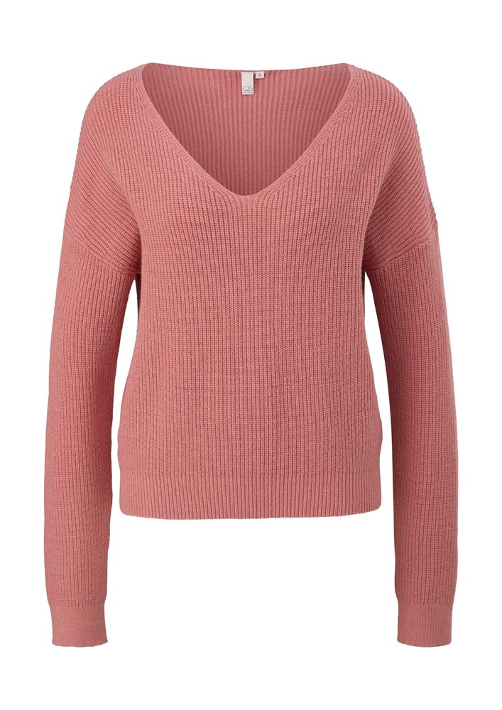 QS designed by Strickpullover Viskosemix V- Ausschnitt rosa, grün S22 2124656 L | 6985 BLUE GREEN | 