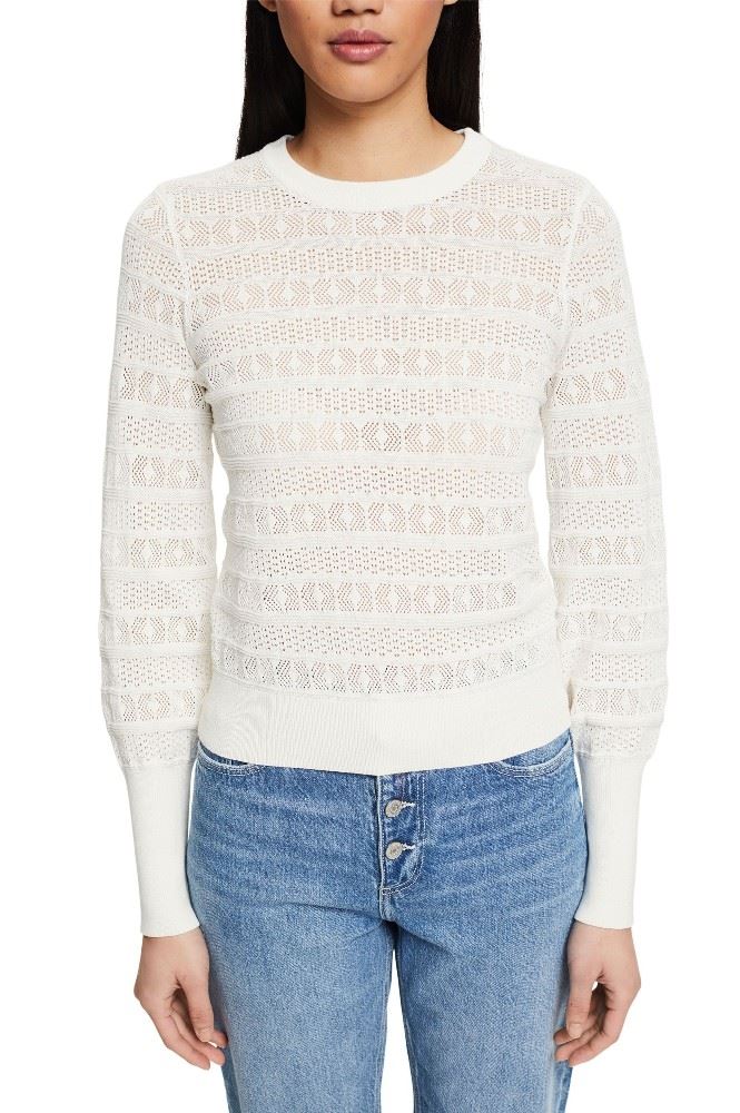 EDC Pullover mit Ajourmuster aus 100% Baumwolle 022CC1I303 