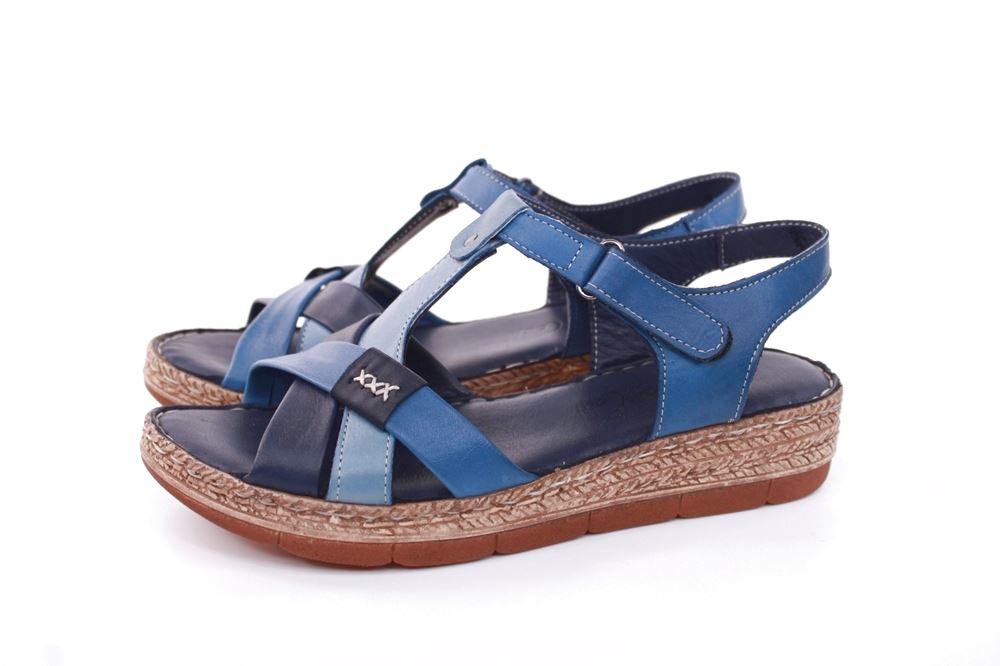 Andrea Conti Sandale Leder Keilabsatz blau S12 18836041024 