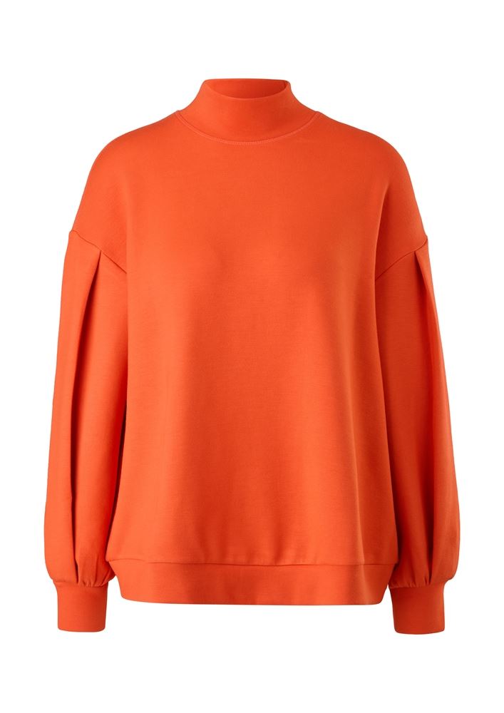 QS designed by Sweatshirt Viskosemix Stehkragen orange, grün S22 2120260 XS | 2392 ORANGE | 