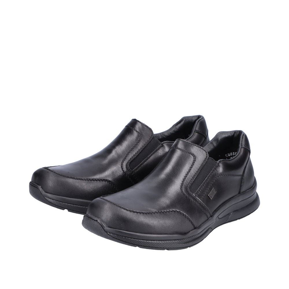 Rieker Antistress Herren Slipper Schlupfschuh klassisch Leder TEX- Membran extraweit schwarz S22 14850-00 43 | schwarz/nero | H
