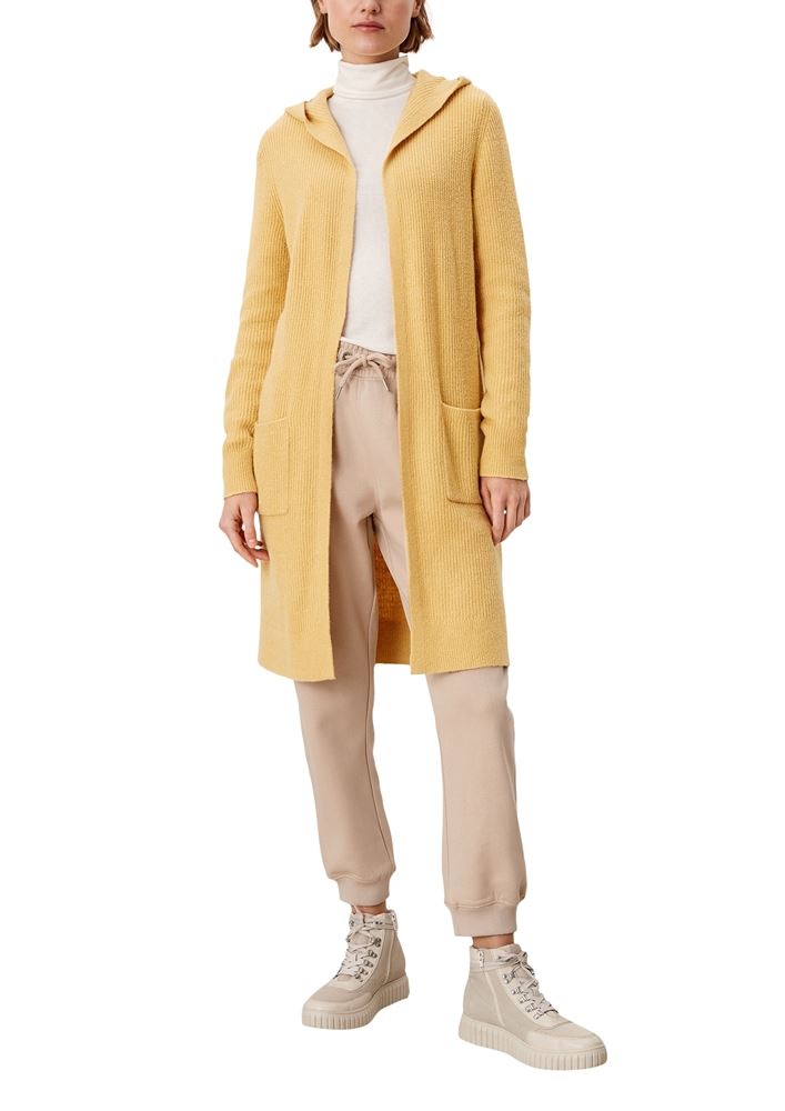 s.Oliver Cardigan Strickjacke lang Kapuze gelb S21 2106624 