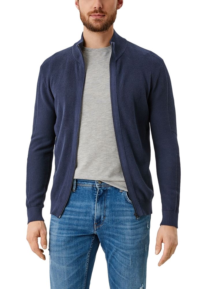 s.Oliver Strickjacke Stehkragen Reißverschluss blau S21 2106407 