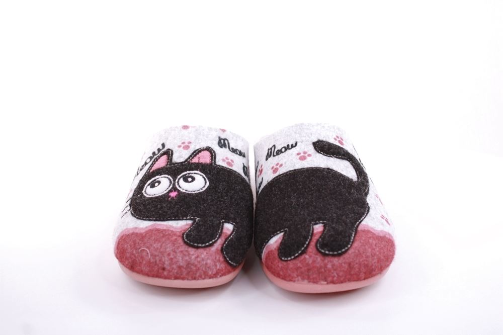s`knöpfli Damen Hausschuh Pantolette Katzenmotiv Wechselfußbett rosa S22 Z28022P 40 | fieltro salmon | 