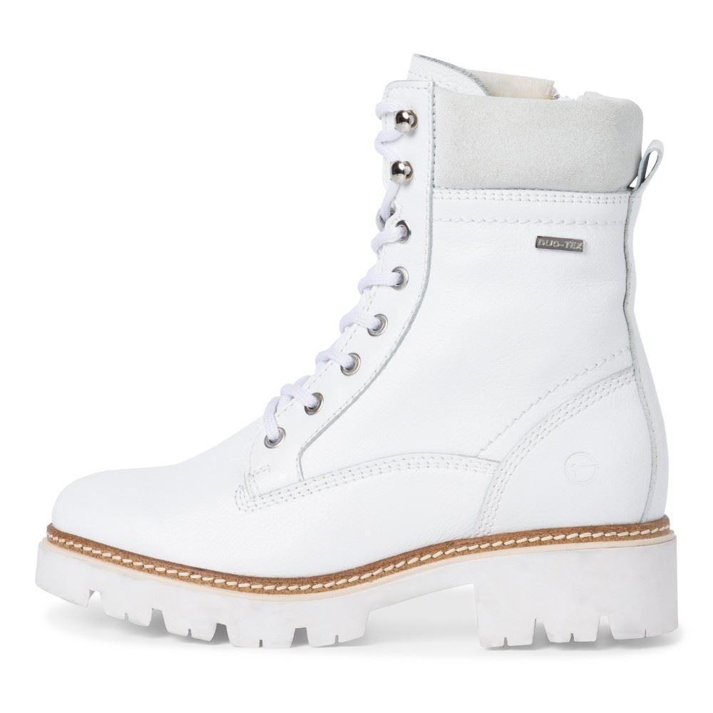 Tamaris Stiefelette Schnürboot Leder DUOtex Wechselfußbett Warmfutter weiß S22 1-1-26859-29 