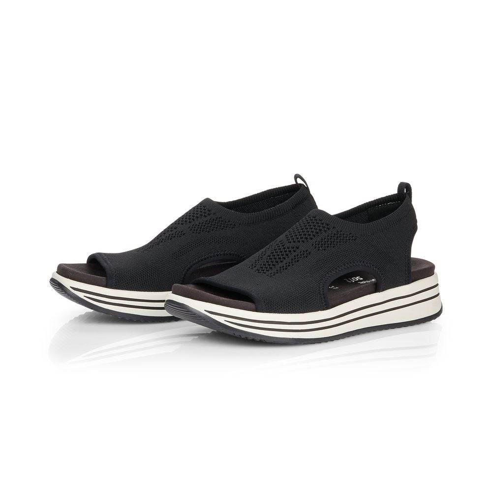 Remonte Sandalette Gummizug Plateau Memosoft schwarz R2955-02 38 | schwarz | F