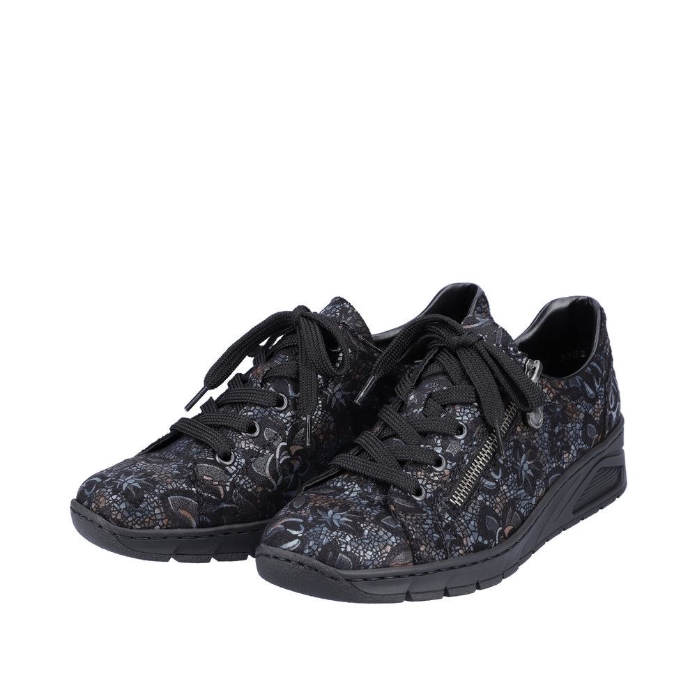Rieker Damen Schnürschuhe schwarz-metallic S23 N3302-90 