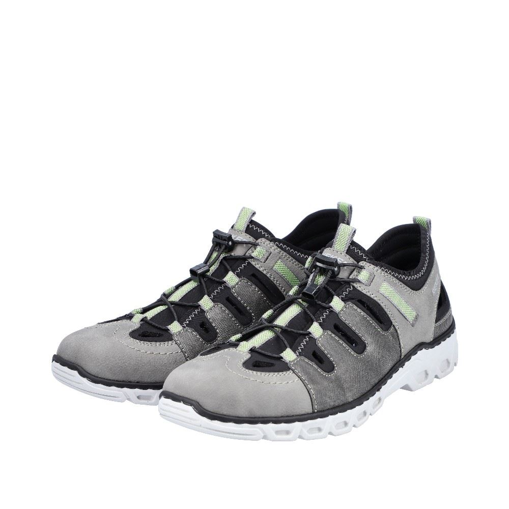 Rieker Antistress Herren Slipper Schlupfschuh Schnellschnürung  grau S12  14508-40 42 | Grau | H