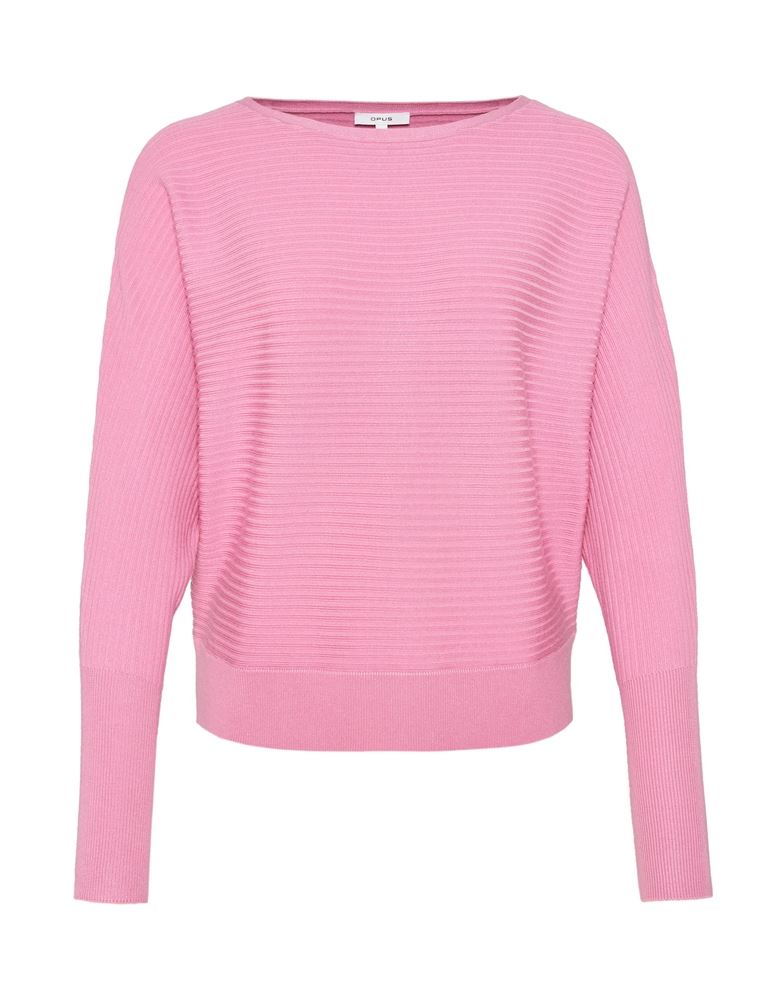 OPUS Strickpullover Pisol ECOVERO™ Viskose Mix U-Boot Ausschnitt  kurze Silhouette rosa, blau S13 10142110298171 40 | 60020 coal blue | 