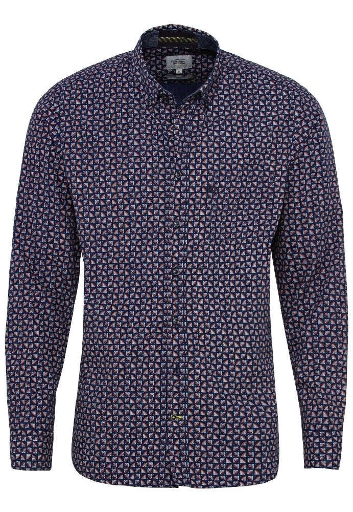 Camel Active Hemd Langarm All over Print Button Down Regular blau S21 6S15409115 