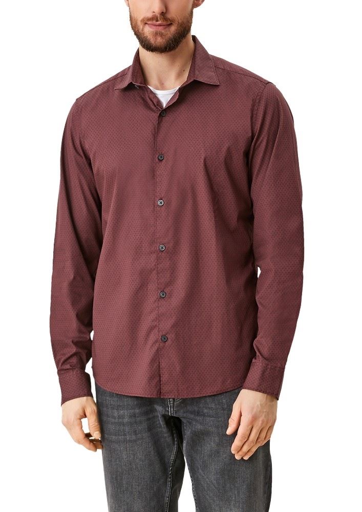 s.Oliver Hemd Stretch Slim Fit lila gemustert S21 2107804 