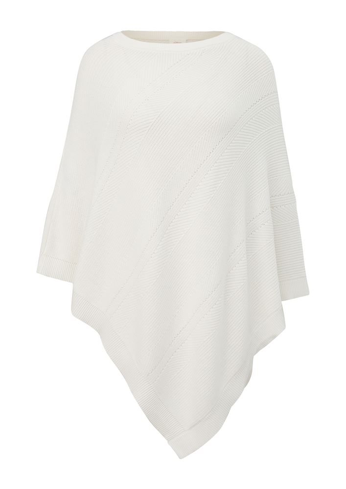 s.Oliver Strickponcho aus Viskosemix weiß, blau, orange S13  2128002 
