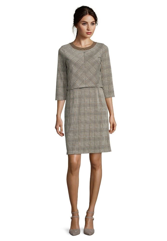 Betty Barclay Kleid kariert schwarz camel 64180629 