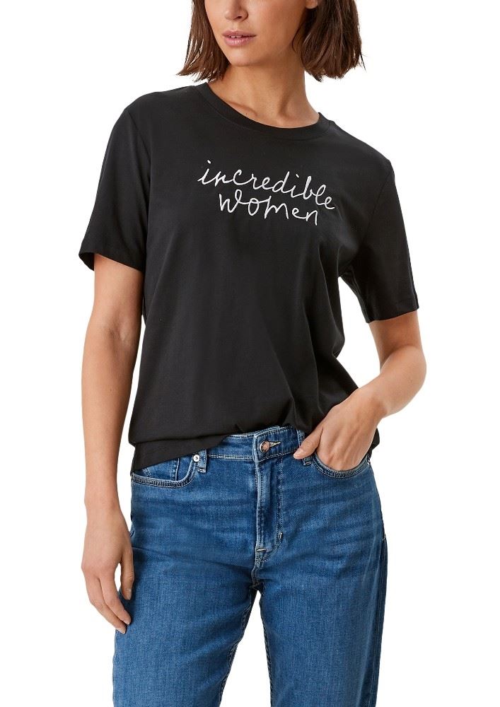s.Oliver Shirt Baumwolle mit Stickerei 2114700 S | 99D0 black plac | 