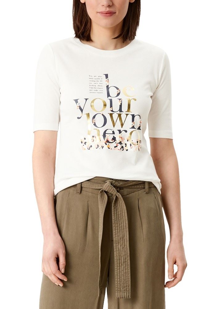 s.Oliver Shirt mit Frontprint Rundhals weiß 2111789 S | 02D3 off-white | 
