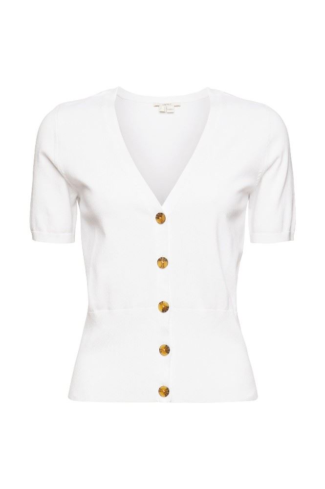 ESPRIT Cardigan mit kurzen Ärmeln 042EE1I306 XS | E100 WHITE | 