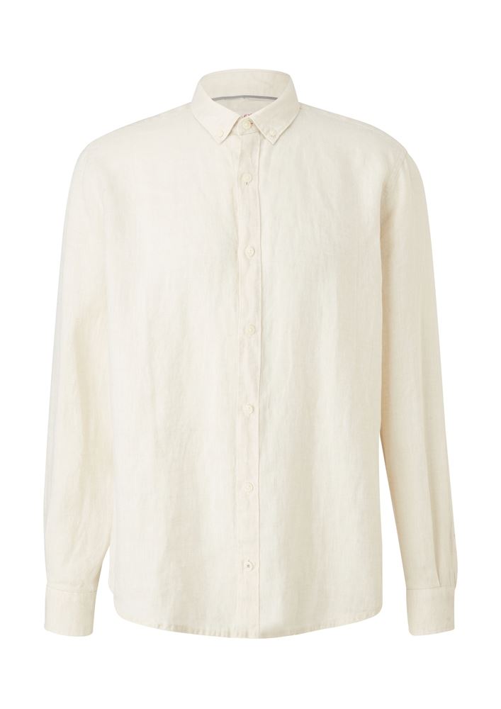 s.Oliver Herren Hemd Leinen langarm  weiß grün S12 2113965 L | 0240 off-white | 