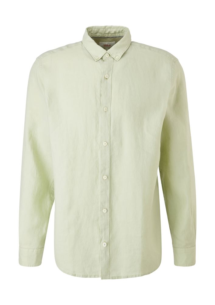 s.Oliver Herren Hemd Leinen langarm  weiß grün S12 2113965 XXXL | 7212 fog green | 