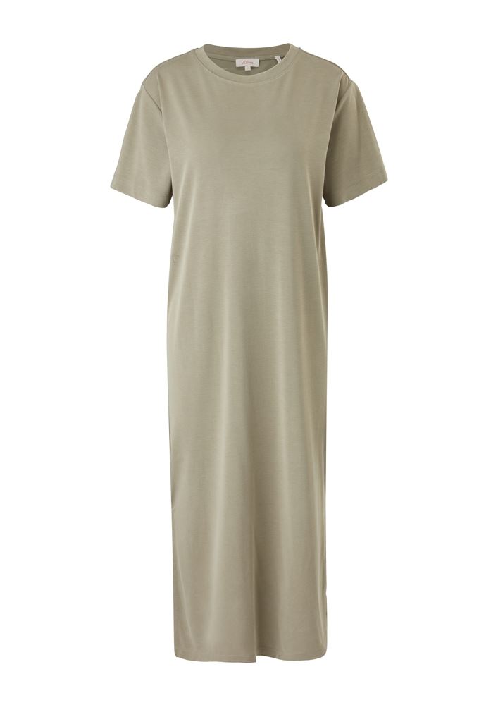 s.Oliver T- Shirt- Kleid Schlitze lang 2113896 L | 7299 dusty oliv | 