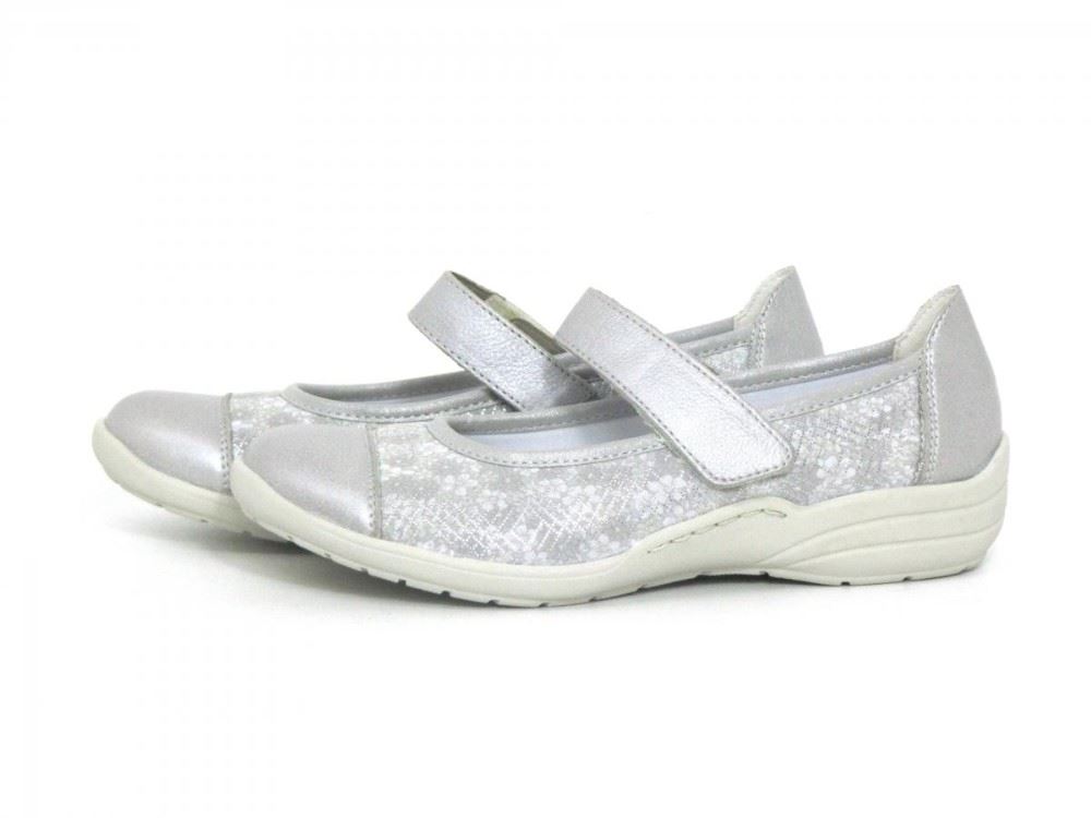 Remonte Slipper Ballerina Spange Leder silner+muschel softfoam R3510-02 