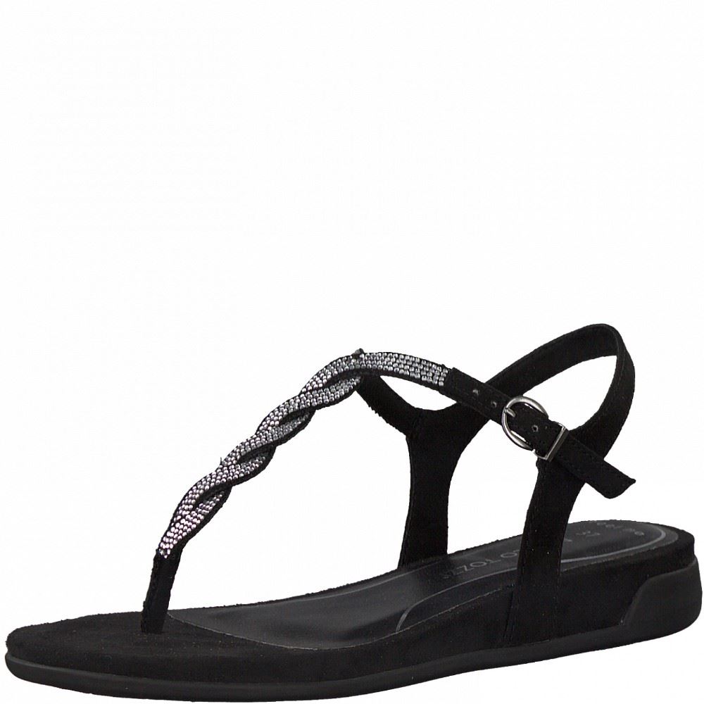 Marco Tozzi Sandale Zehentrenner schwarz 2-2-28409-26 39 | 098 BLACK COMB | 