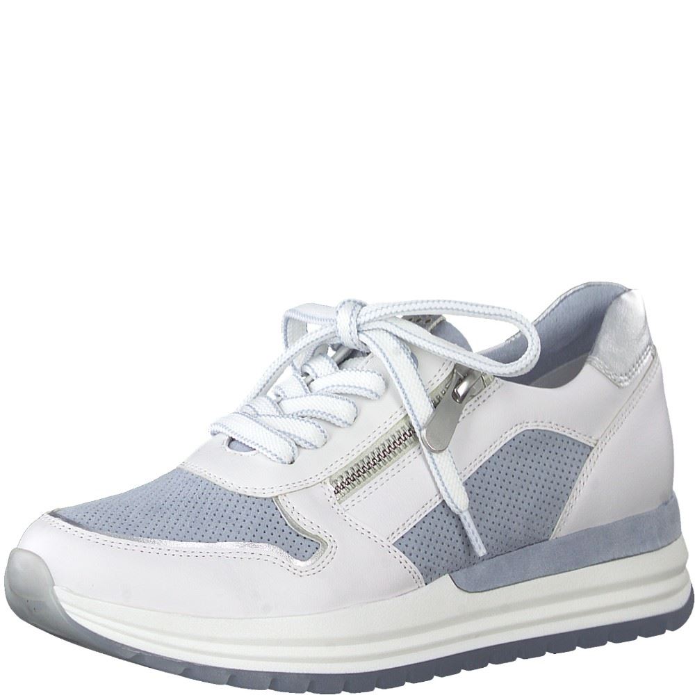Marco Tozzi Sneaker Reißverschluss weiß hellblau 2-2-23741-28 36 | 181 WHITE/L.BLU | 