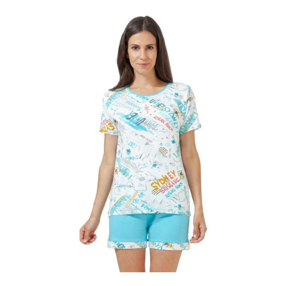 Hajo Shorty Schlafanzug kurz blau 45448 36 | türkis | 