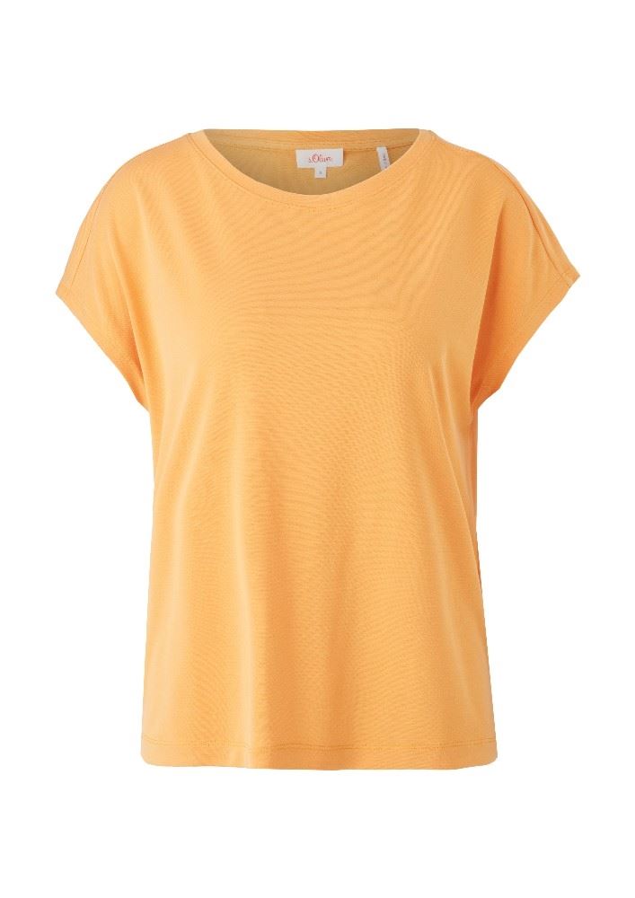 s.Oliver Damen T-Shirt Modalmix orange, grün S12 2116629 46 | 2242 amber | 