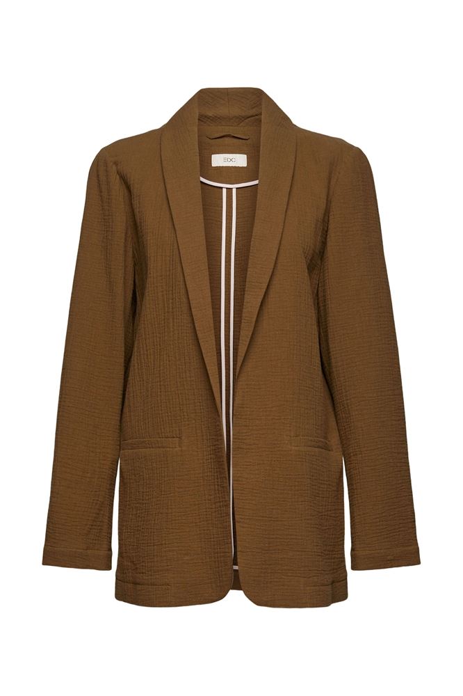EDC Blazer Crinkle- Effekt ungefüttert grün S12  052CC1G302 M | C350 KHAKI GREE | 