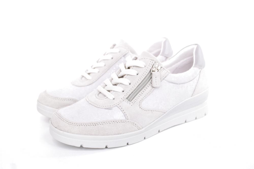 ACO LUNA 18 Damen Sneaker Leder/ Textil Wechselfußbett florales Muster grau S13 863/9309 