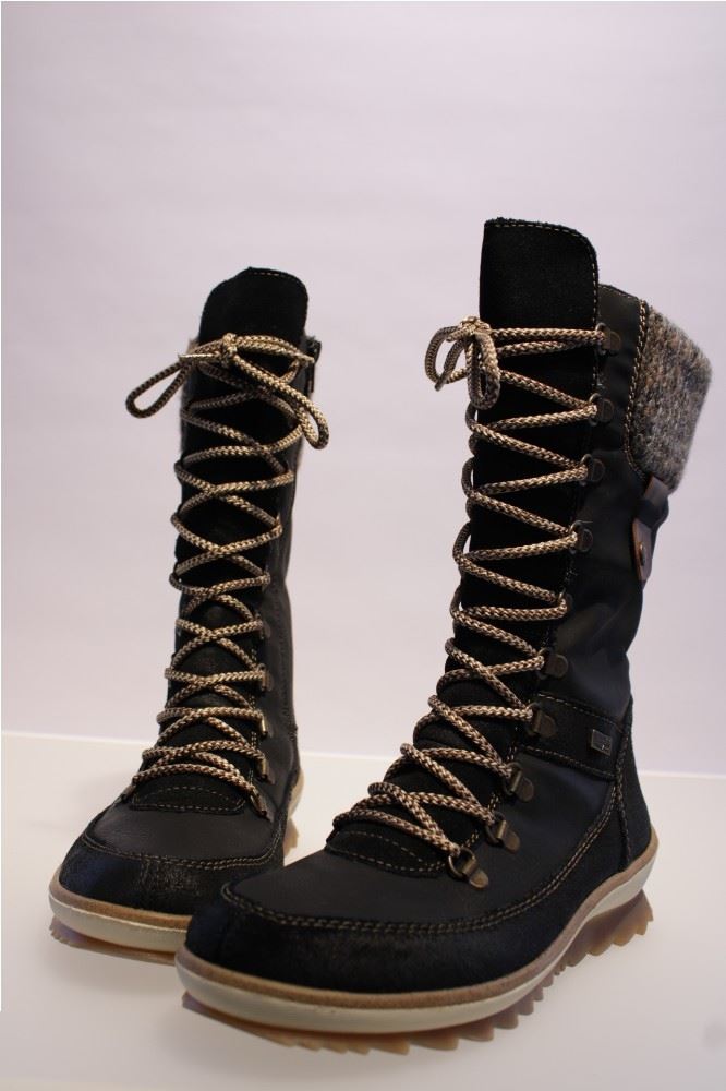 Remonte Stiefel Schnürstiefel Reißverschluss Leder TEX-Membran blau R4371-02 37 | 02 schwarz/nero | 