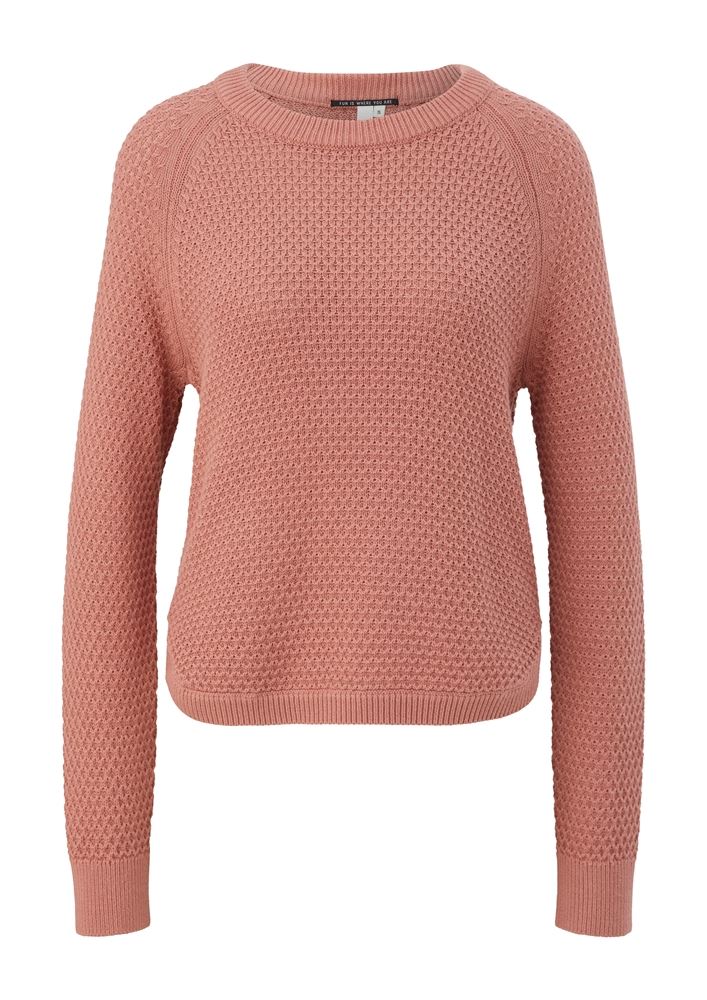 QS designed by Strickpullover Musterstruktur Rundhalsausschnitt rosa, lila S22 2125111 XXL | 4807 LILAC/PINK | 