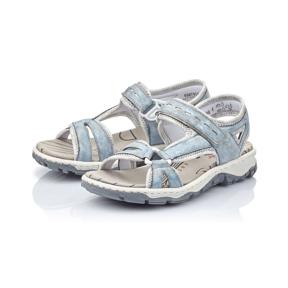Rieker Sandale Trekking Antistress Klettverschluss Trekking blau 68879-12 39 | heaven/silverfl | E