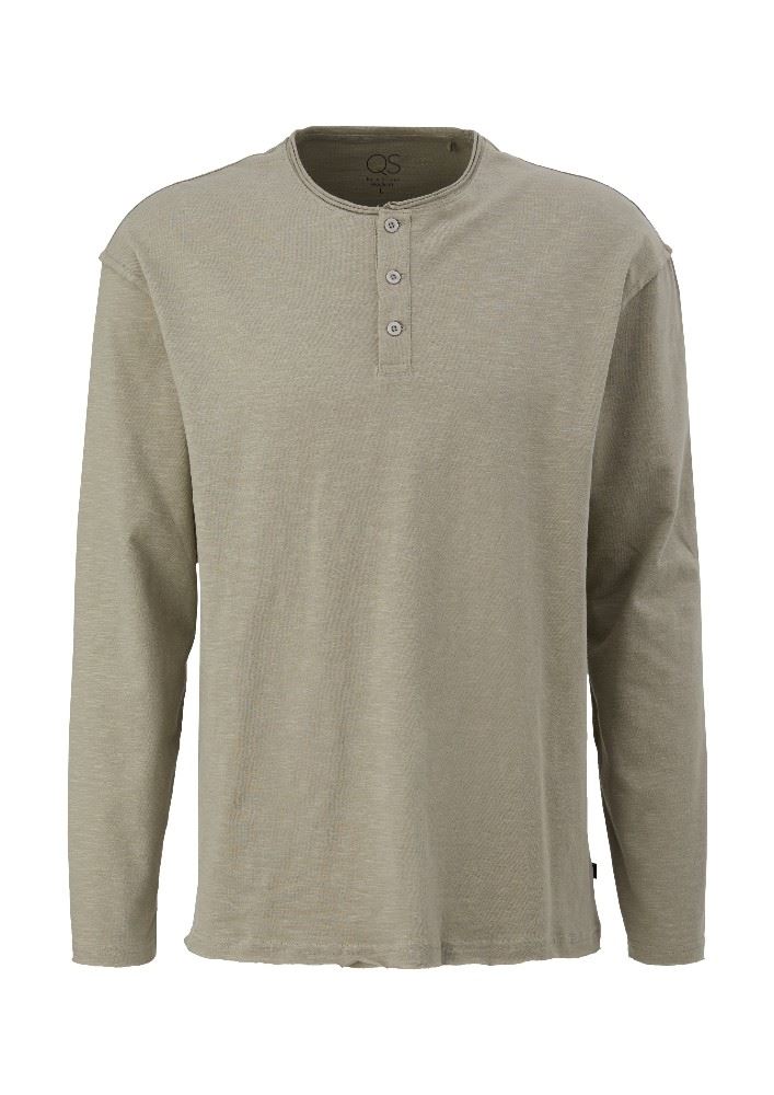 QS designed by Shirt in Flammgarnstruktur braun, schwarz S22  2124127 XS | 8437 BROWN | 