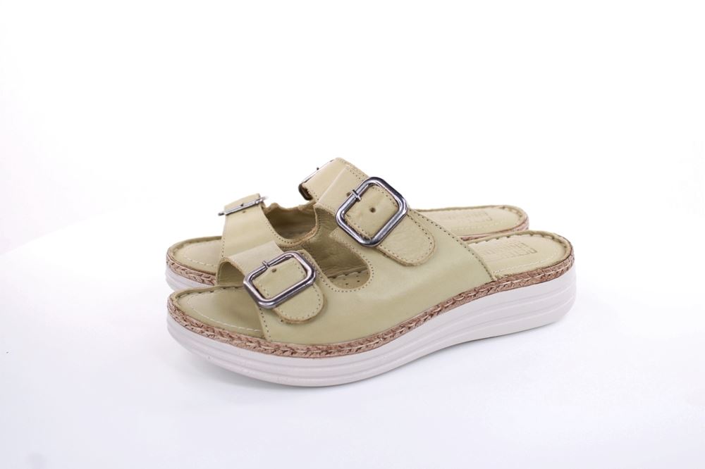 PETER ERIKSON Damen Pantolette Leder Comfort- Fußbett blau, grün S13 231539 